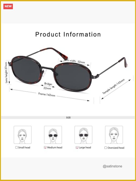 Retro Oval Sunglasses - Large Round Y2k UV400 Protection Metal Frame